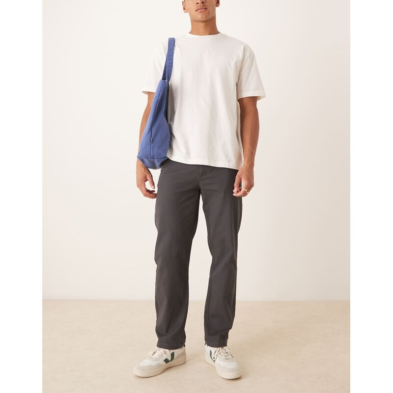 ASOS DESIGN straight chinos in charcoal-Grey