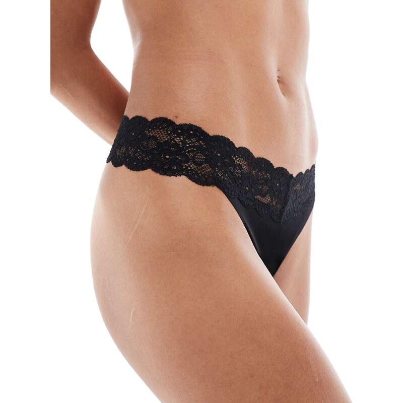 ONLY lace trim thong in black