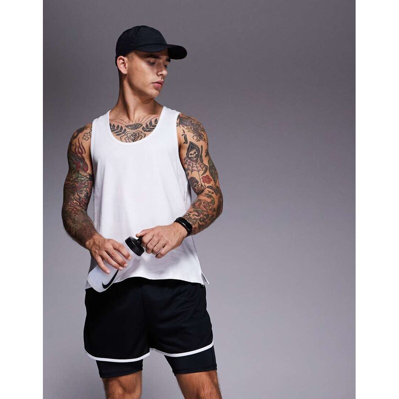 4505 Running cotton vest with quick dry finish in white