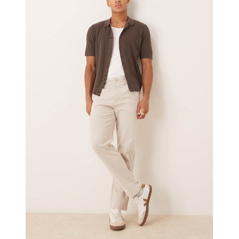 ASOS DESIGN straight chinos in stone-Neutral