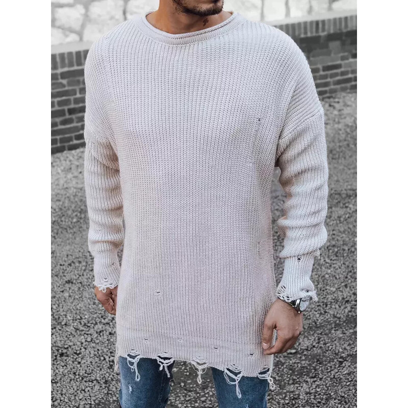 FashionStreet Pánský svetr WX1965 béžový - Dstreet