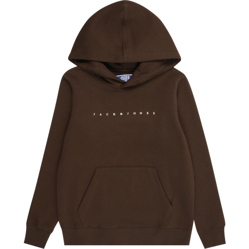 Jack & Jones Junior Mikina JJESTAR tmavě hnědá / bílá