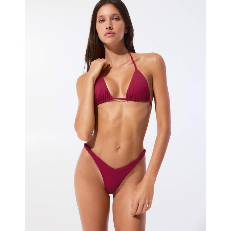 Pull&Bear brazilian bikini bottoms in burgundy-Red 115723149