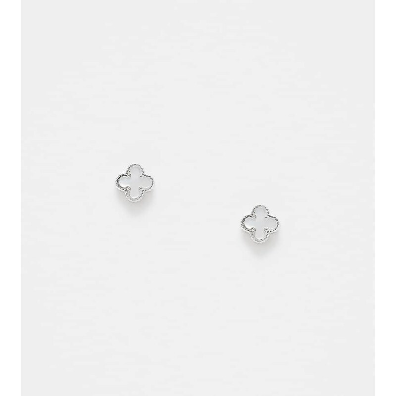 Kingsley Ryan faux pearl clover stud earrings in sterling silver 107460140