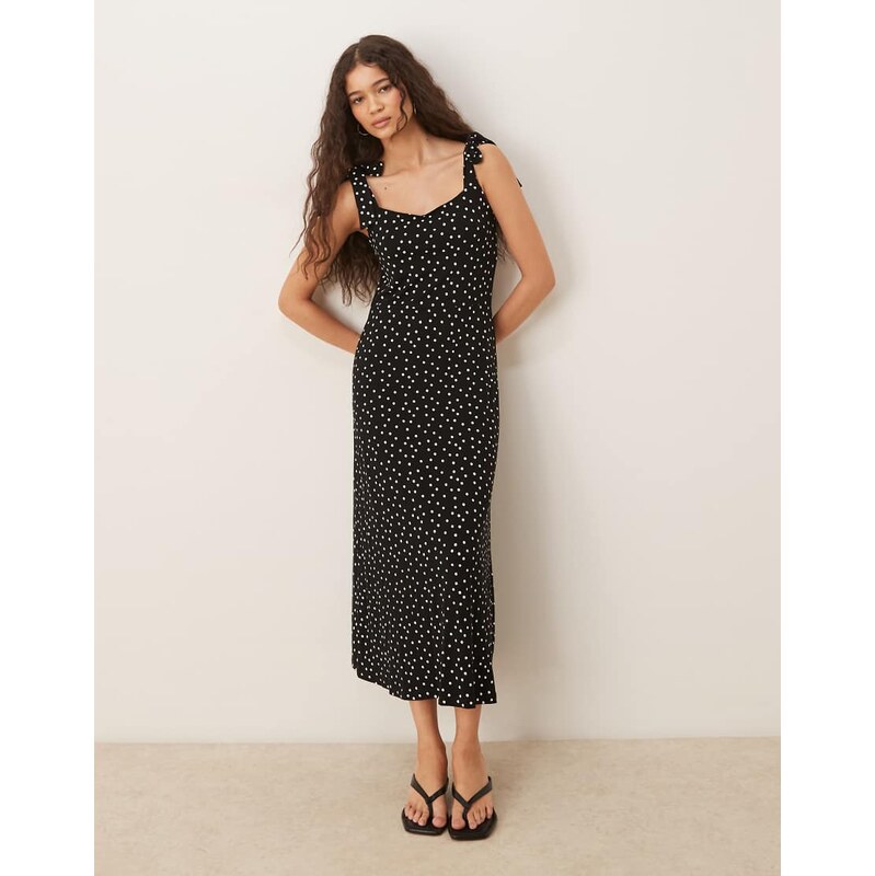 Nobodys Child Adrian tie shoulder midi dress in black and white