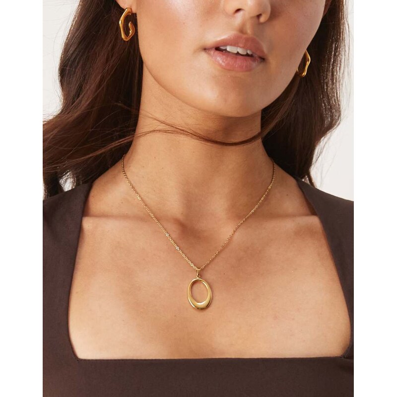 Lost Souls cutout large pendant necklace in 18ct gold plated stainless 107472932