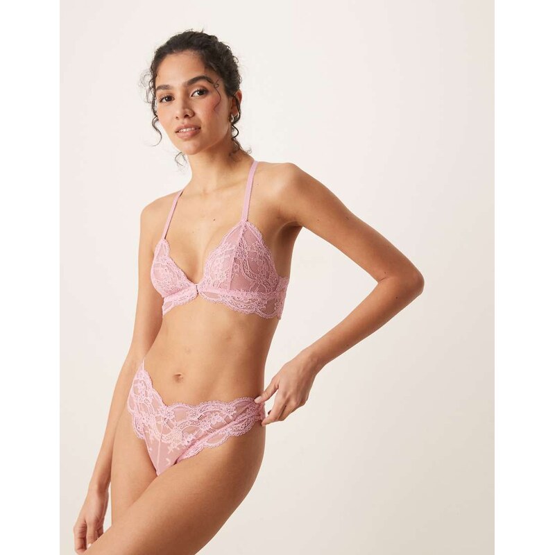ASOS DESIGN Lola lace brazilian brief in baby pink 115510348