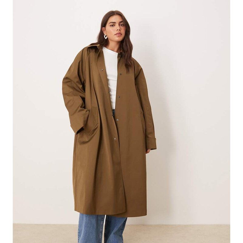 ASOS Curve ASOS DESIGN Curve longline trench in khaki-Brown 107496213