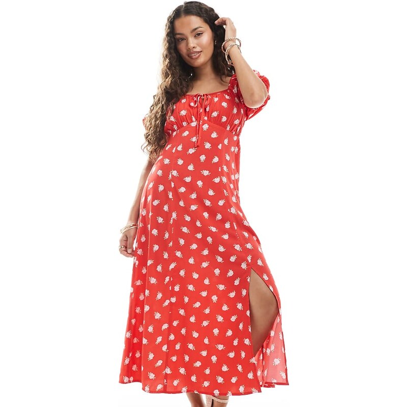 Miss Selfridge Petite spun tea maxi dress in red floral-Multi 107610520