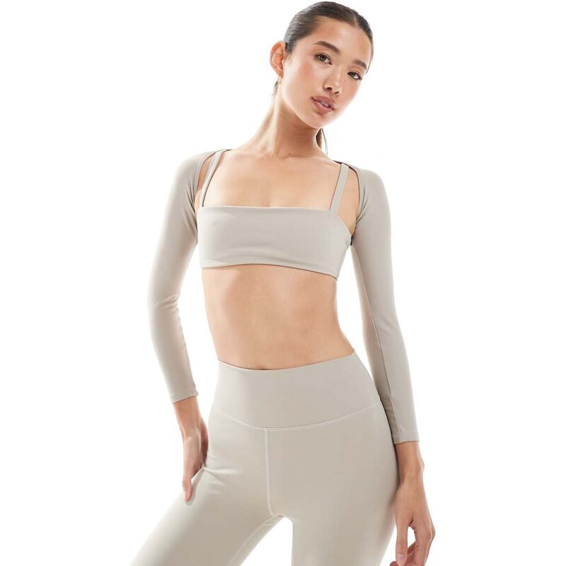 WeWoreWhat active dancer shrug top in beige-Neutral 107496256