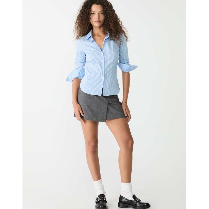 Stradivarius striped fitted shirt in sky blue 107496371