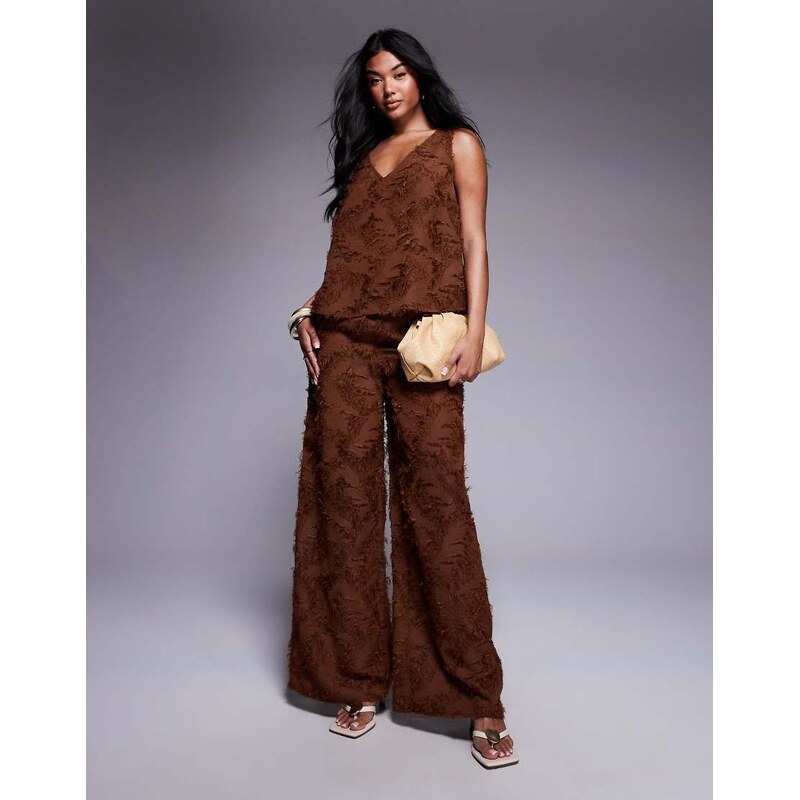 ASOS DESIGN tailored textured trousers co-ord in brown
