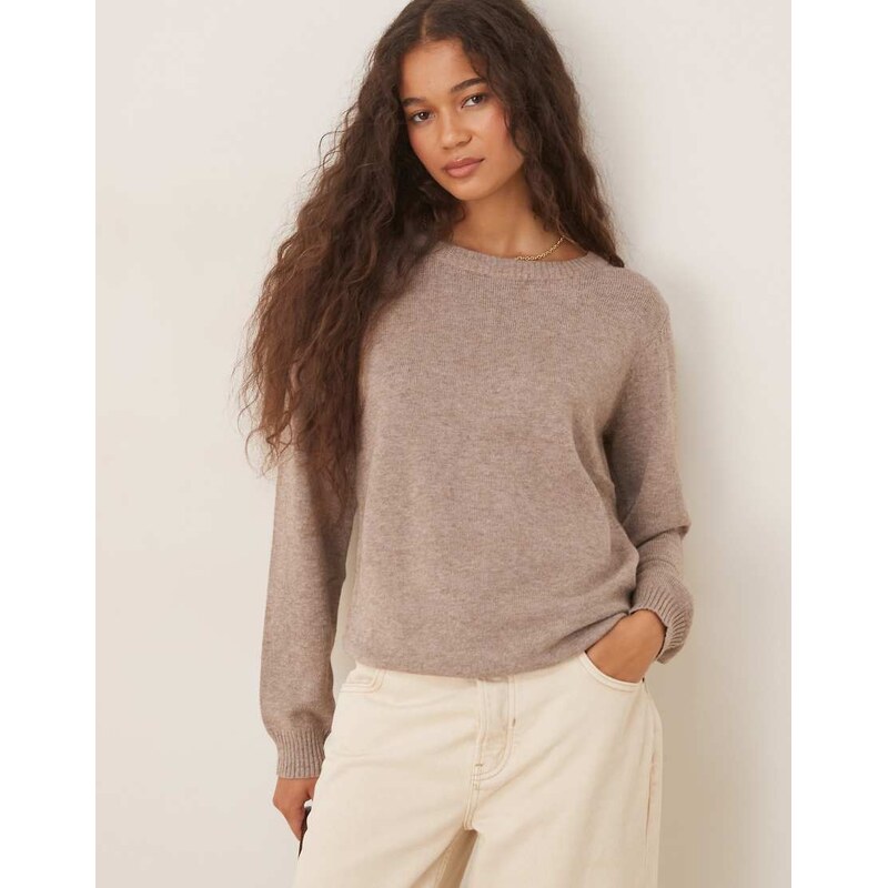 Vila o-neck knitted jumper in brown-Neutral 109665649