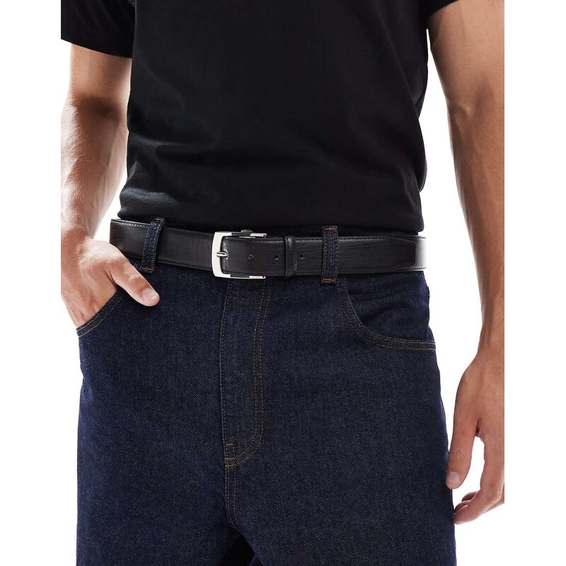 Jack & Jones faux leather belt in black