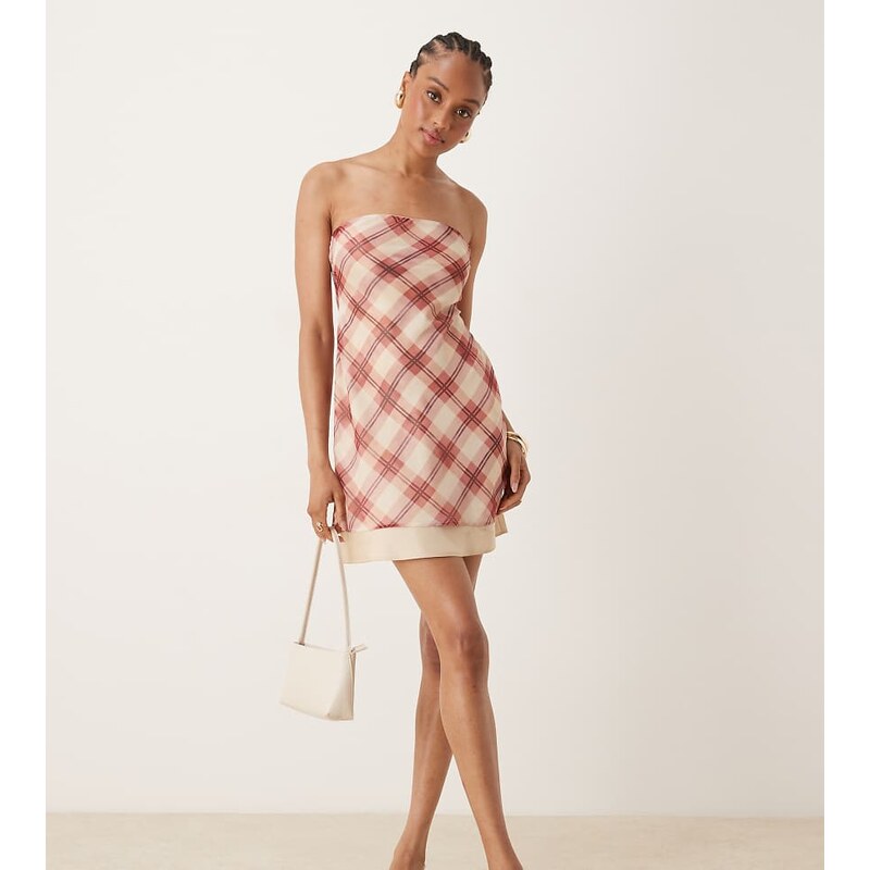 ASOS Tall ASOS DESIGN Tall double layer bandeau mini dress-Multi 115512715
