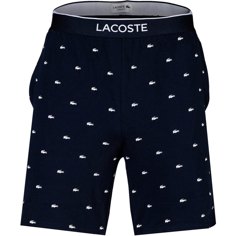 LACOSTE Pyžamové kalhoty tmavě modrá / bílá