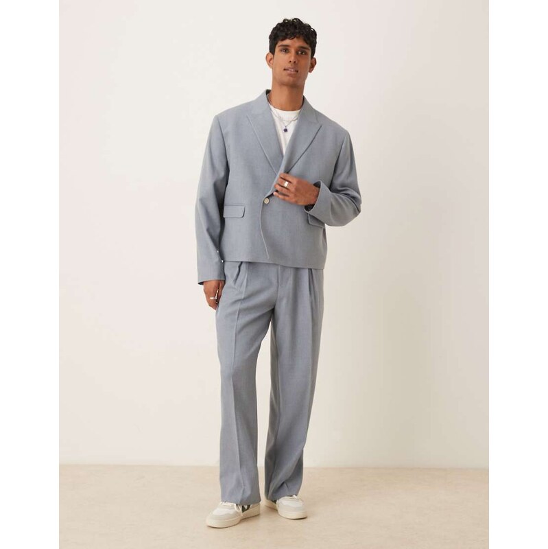 ASOS DESIGN wide leg suit trousers in blue-Black