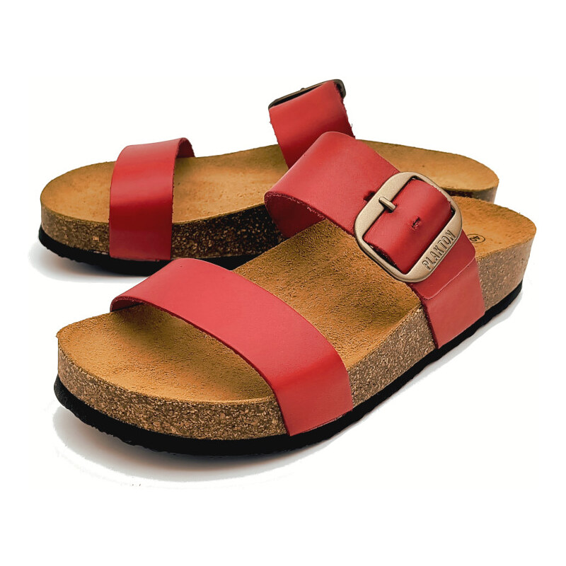 Dámské kožené pantofle 343004 VAQUETILLA ROJO Plakton červená 90117486