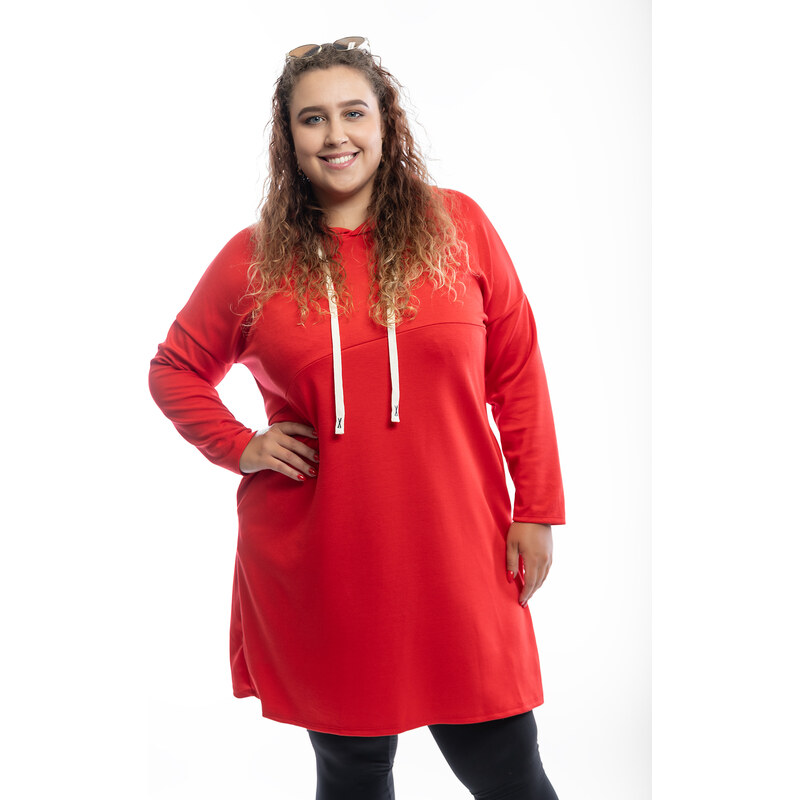 Italy fashion Mikinové šaty TERRY Barva: Červená, Velikost: UNI: