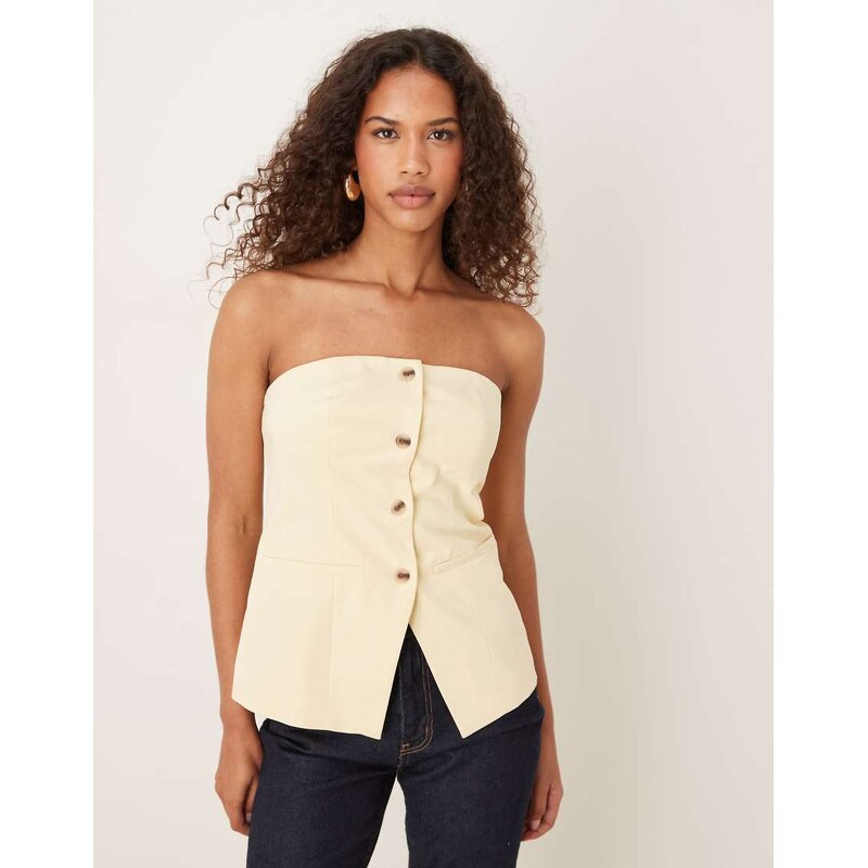 Vila mix & match bandeau tailored waistcoat co-ord in pale