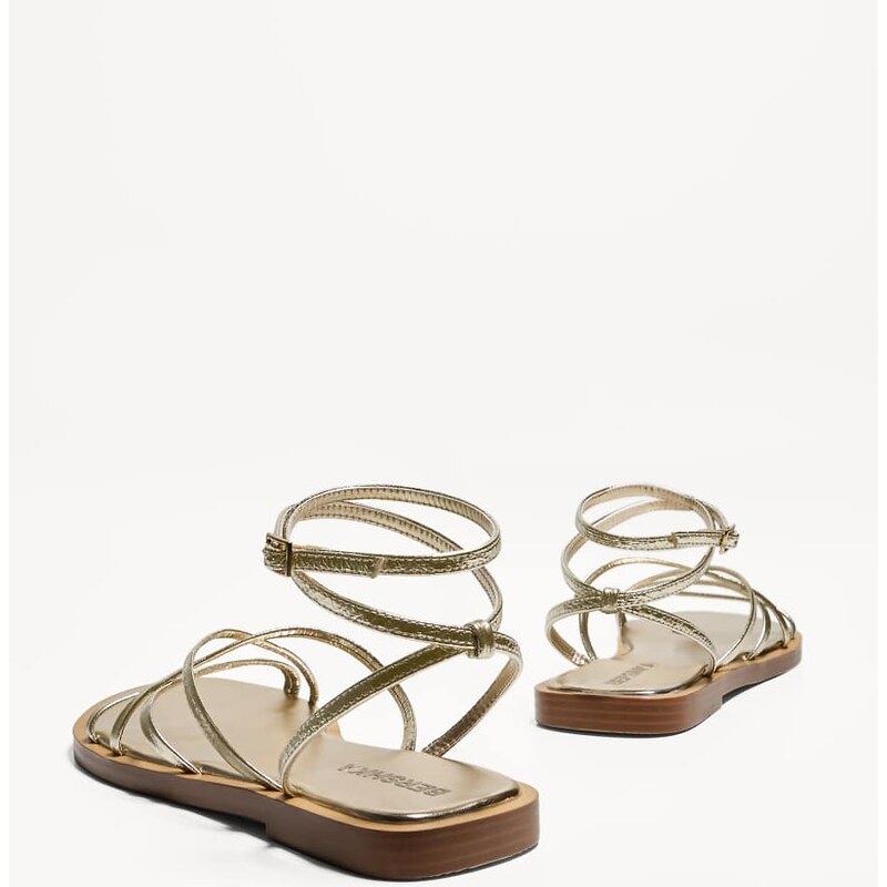 Bershka flat multi strap sandals in gold 107514489