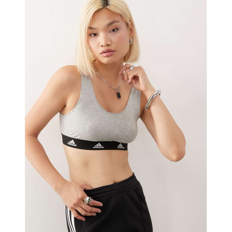 Adidas active comfort cotton cropped top in light grey 110584852