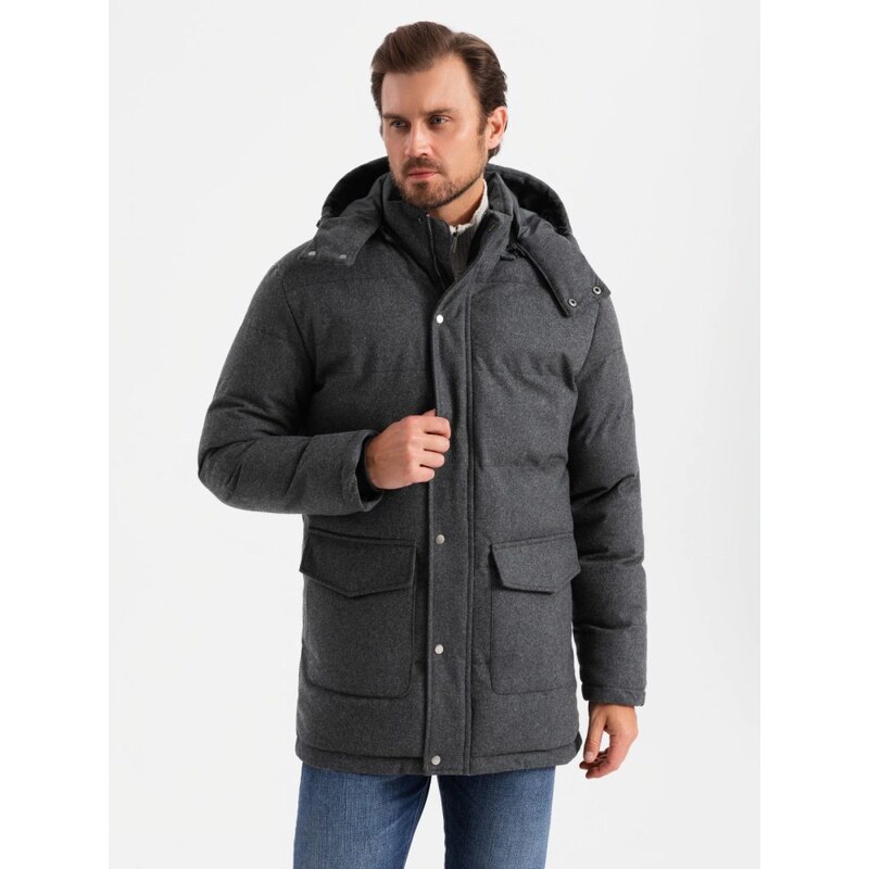 Ombre Clothing Nadčasová prošívaná černá pánská bunda V2 JALJ