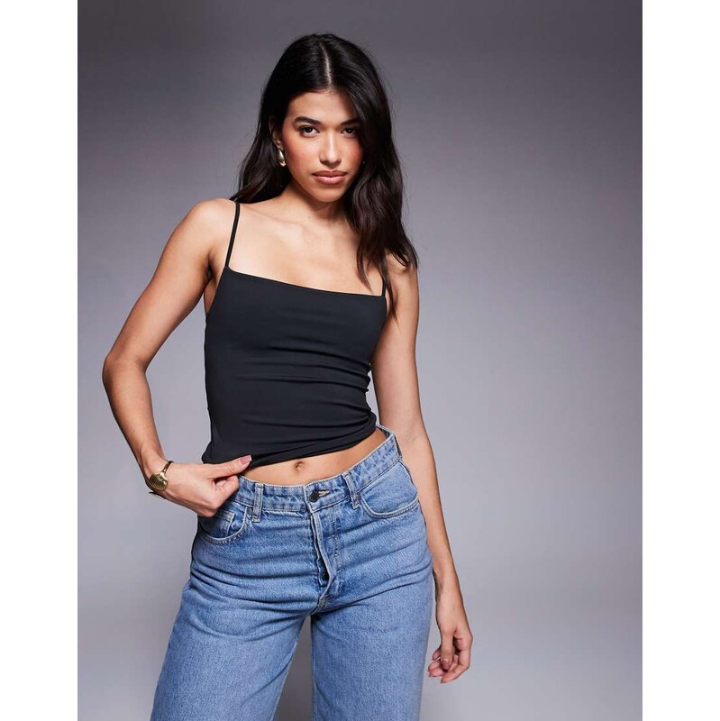ASOS DESIGN Sculpting cropped cami top in black
