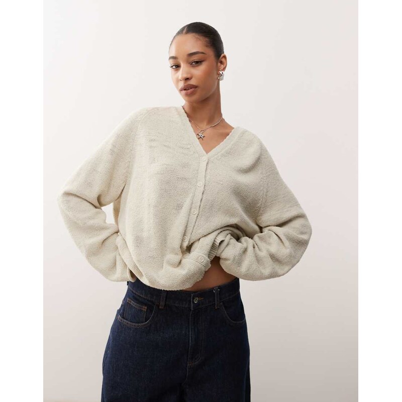 Weekday slouchy cardigan in off-white 109486617