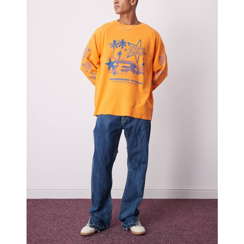 Weekday Space relaxed fit straight leg jeans with split hem