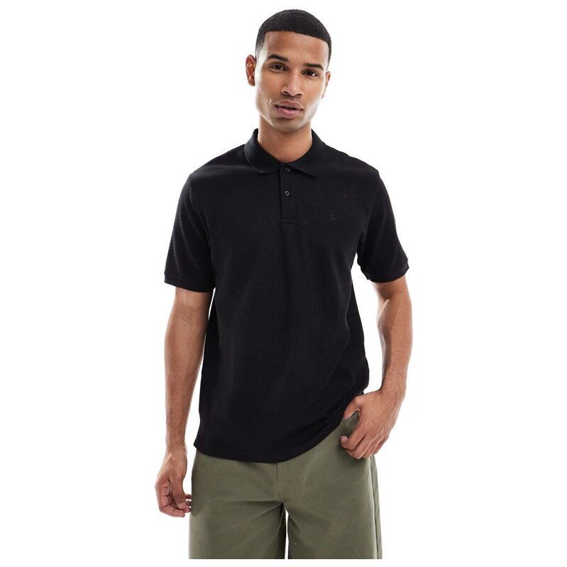 Jack & Jones textured polo in black
