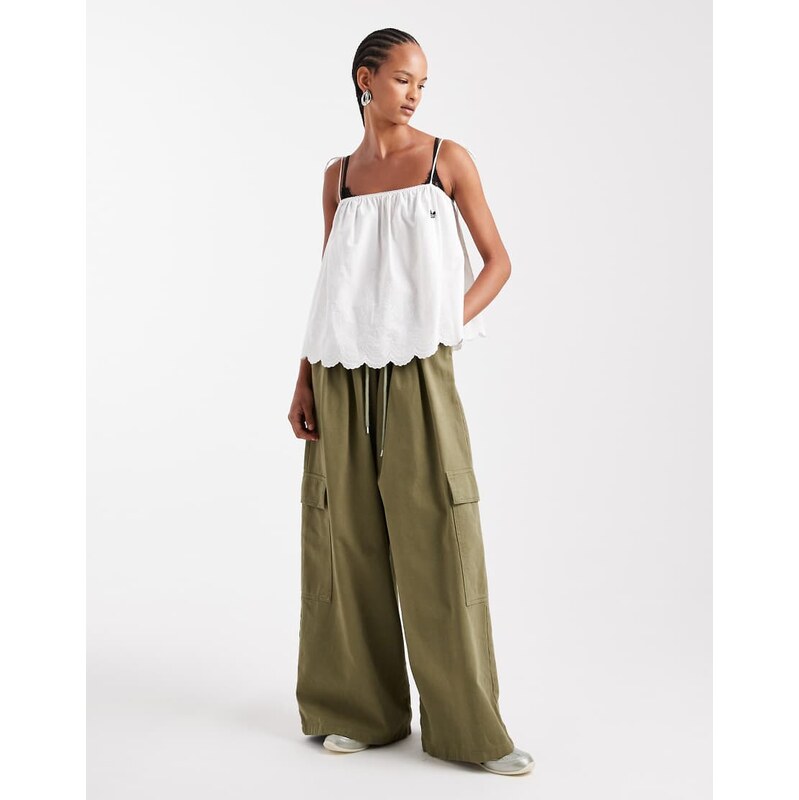 ASOS DESIGN utility washed cargo pants in khaki-Green