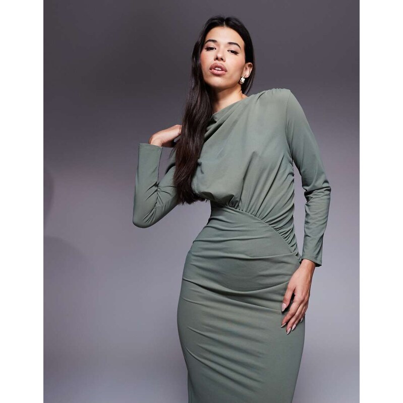 Daska ruched maxi dress in olive-Green 112299223