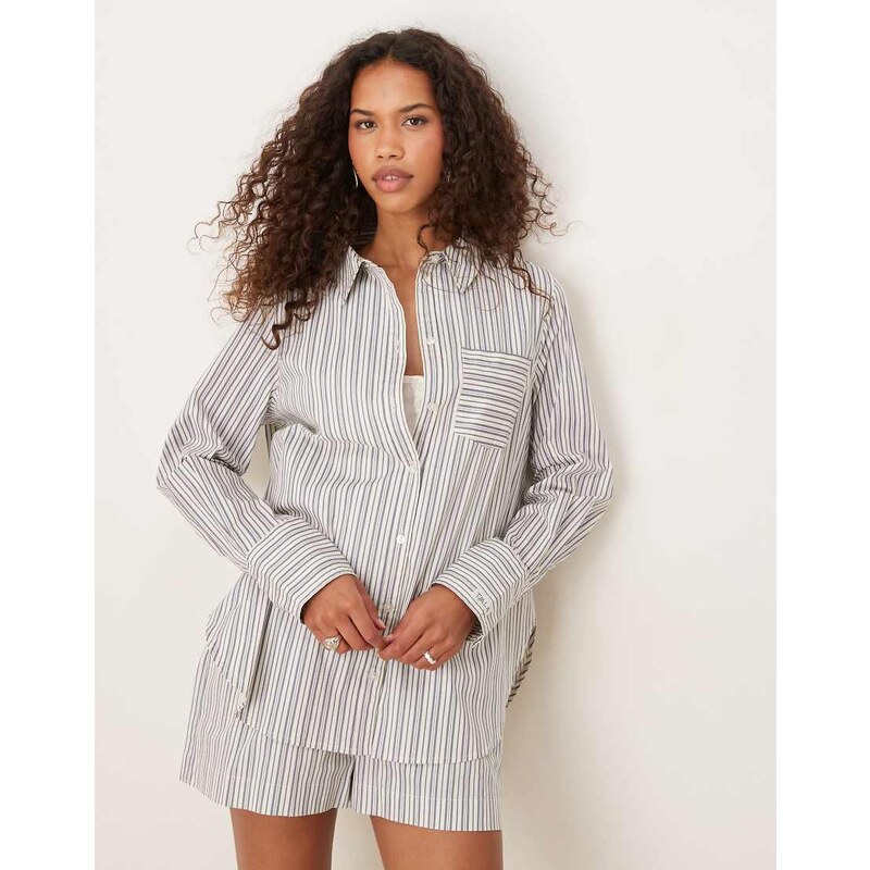 TALA poplin shirt in blue stripe - GREY 107737845