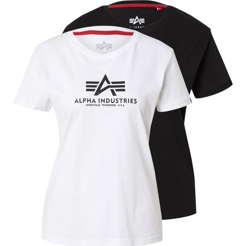 ALPHA INDUSTRIES Tričko černá / bílá