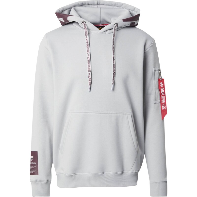 ALPHA INDUSTRIES Mikina světle šedá / vínově červená