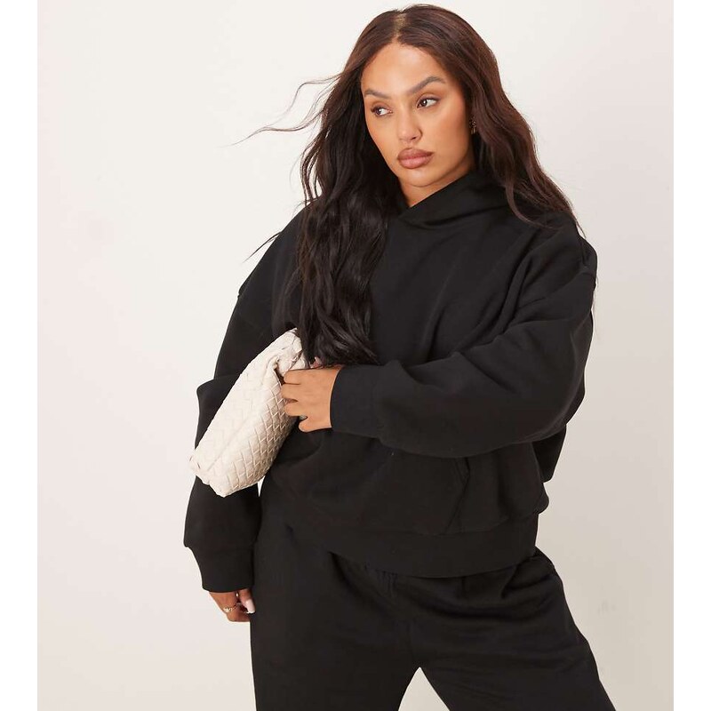 ASOS Curve ASOS DESIGN Curve oversized brushback hoodie in black
