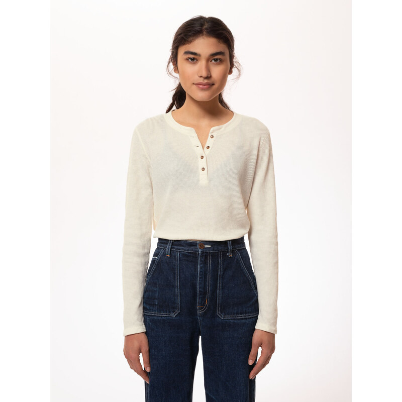 Nudie Jeans Co. Triko Mira Henley Waffle Egg White XS