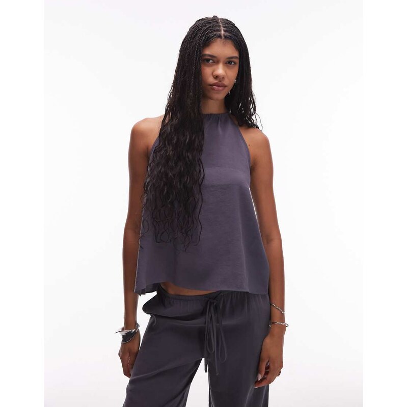 ASOS DESIGN modal halter top in grey