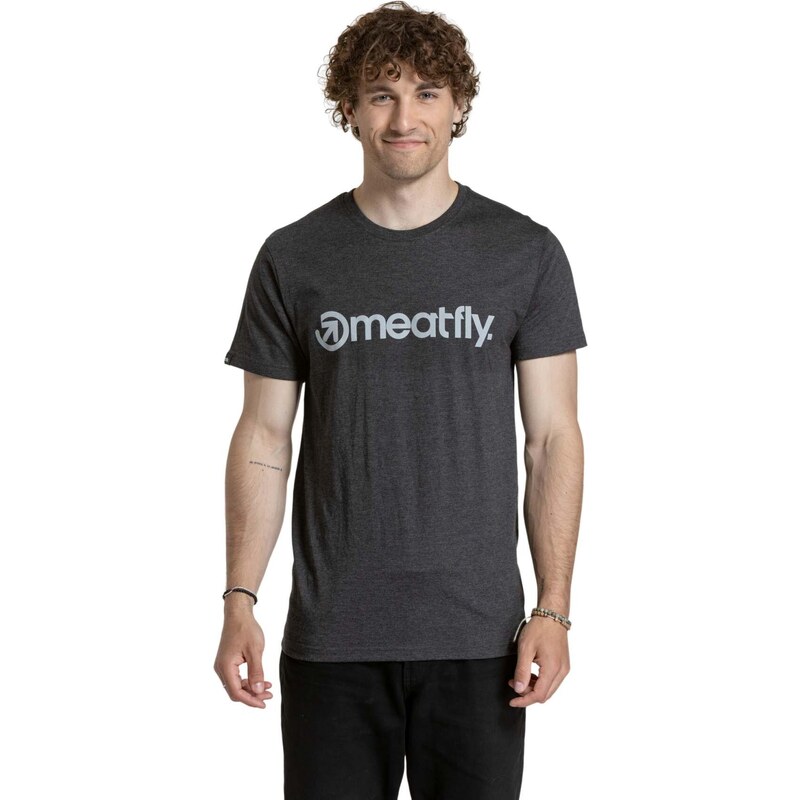 Meatfly pánské tričko MF Logo Charcoal Heather | Šedá