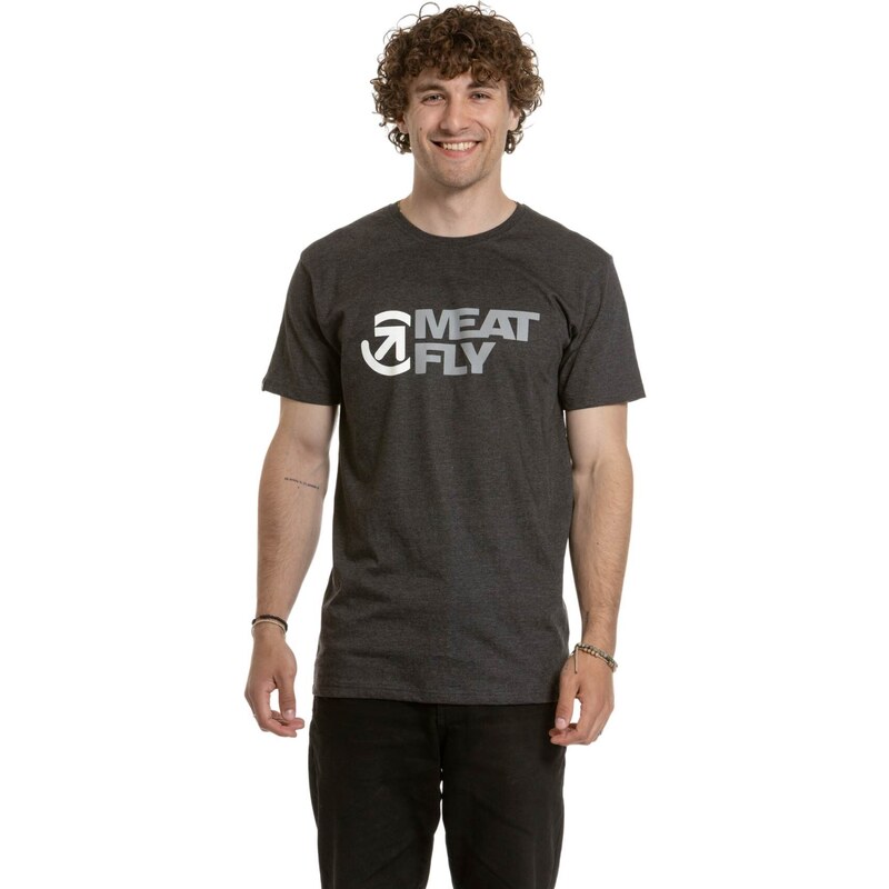 Meatfly pánské tričko Revital Black / Charcoal Heather | Černá