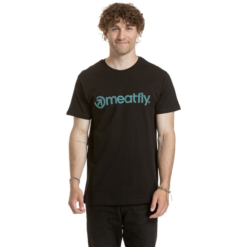 Meatfly pánské tričko Striped Logo Black | Černá | 100% bavlna
