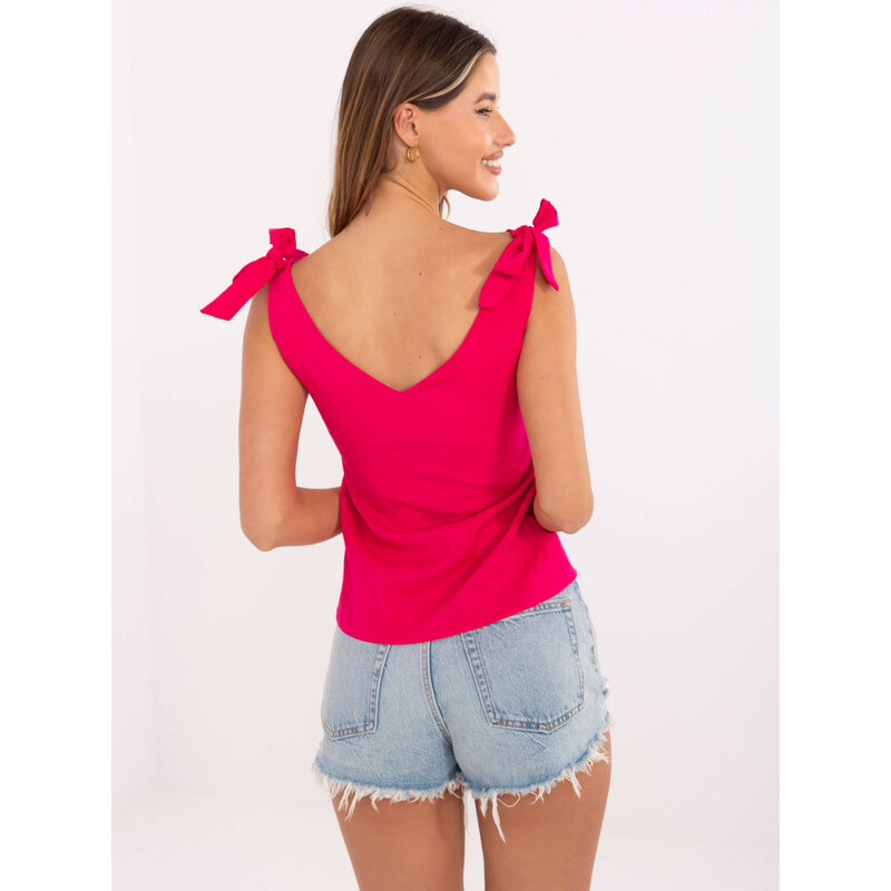 RUE PARIS Fuchsiový top s výstřihem --fuchsia Tmavě růžová 72027689