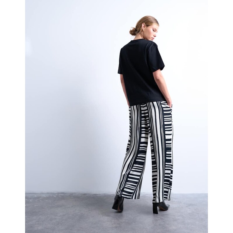 Topshop co ord mono bold stripe satin trouser-Multi
