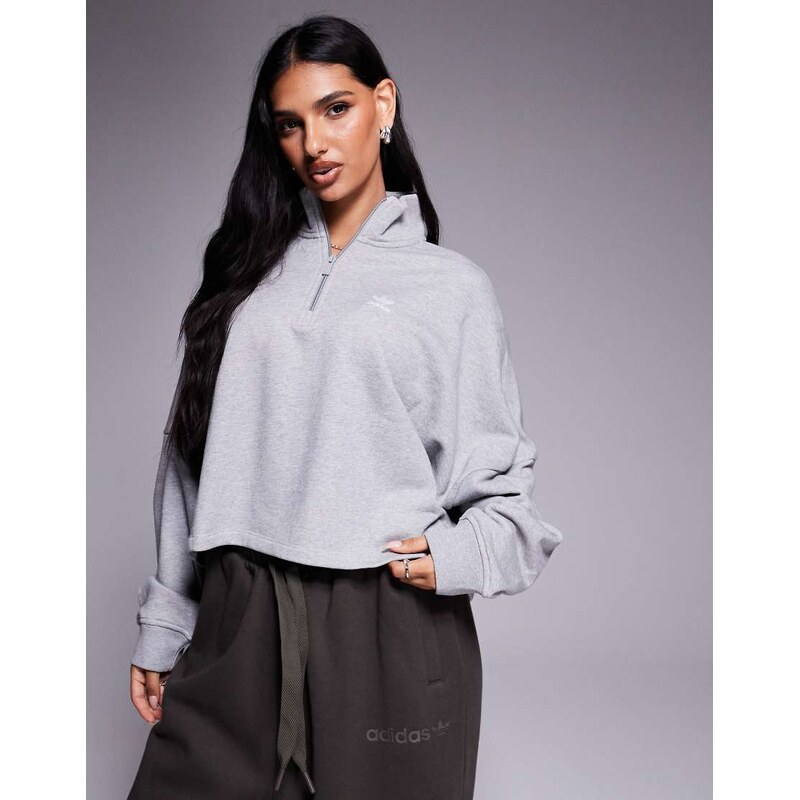 adidas Originals Trefoil Essentials half zip sweatshirt in grey 107530855