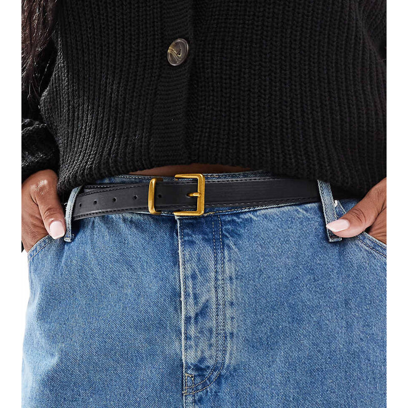 ASOS Curve ASOS DESIGN Curve waist and hip belt with square buckle in 107535321