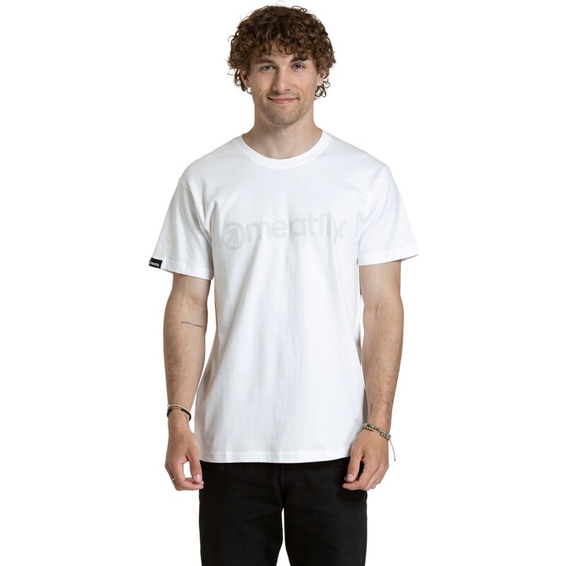 Meatfly pánské tričko Striped Logo White | Bílá | 100% bavlna