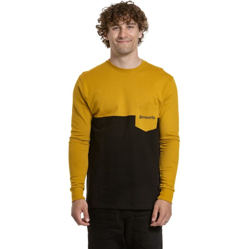 Meatfly pánské tričko s dlouhým rukávem Harvey Mustard / Black |