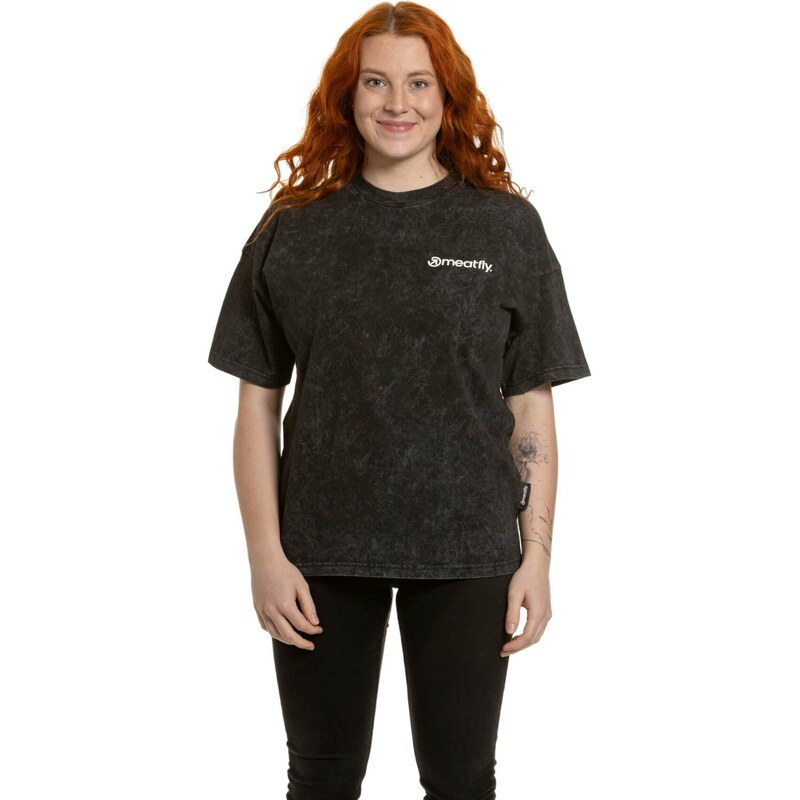 Meatfly dámské tričko Vexey Black (acid wash) | Černá | 100%
