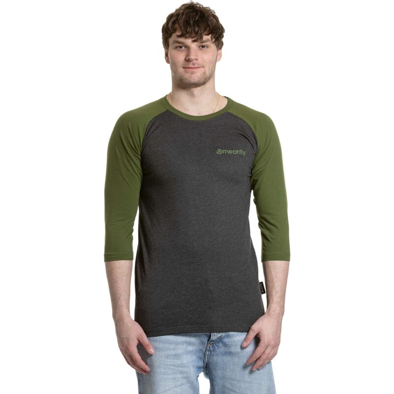 Meatfly pánské tričko s dlouhým rukávem Reagan Raglan Olive /